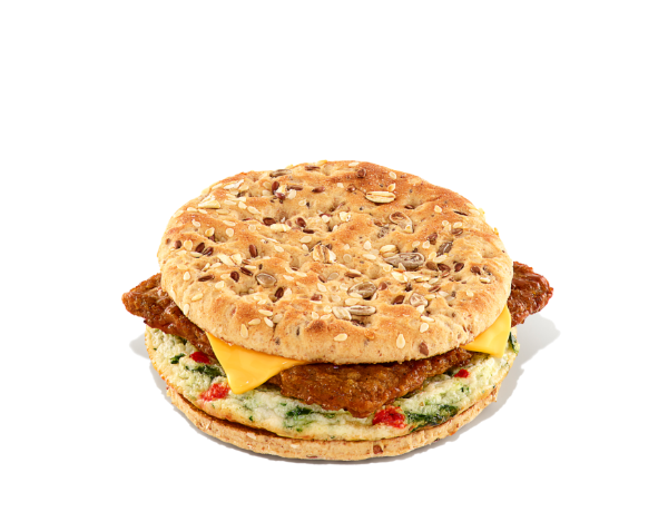 A veggie egg white and sausage sandwich